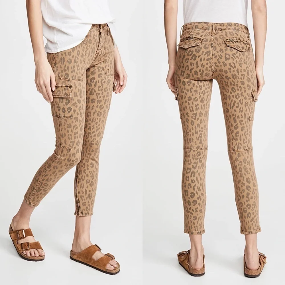 FRAME Cheetah Cargo Skinny Jeans Stretch Mid-Rise Cropped Size 28 NWT - Picture 1 of 10